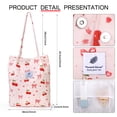 thumbnail image 4 of Ayieyill Corduroy Tote Bag for Women Girl Canvas Shoulder Cord Purse with Inner Pocket (Cherry Bow), 4 of 7