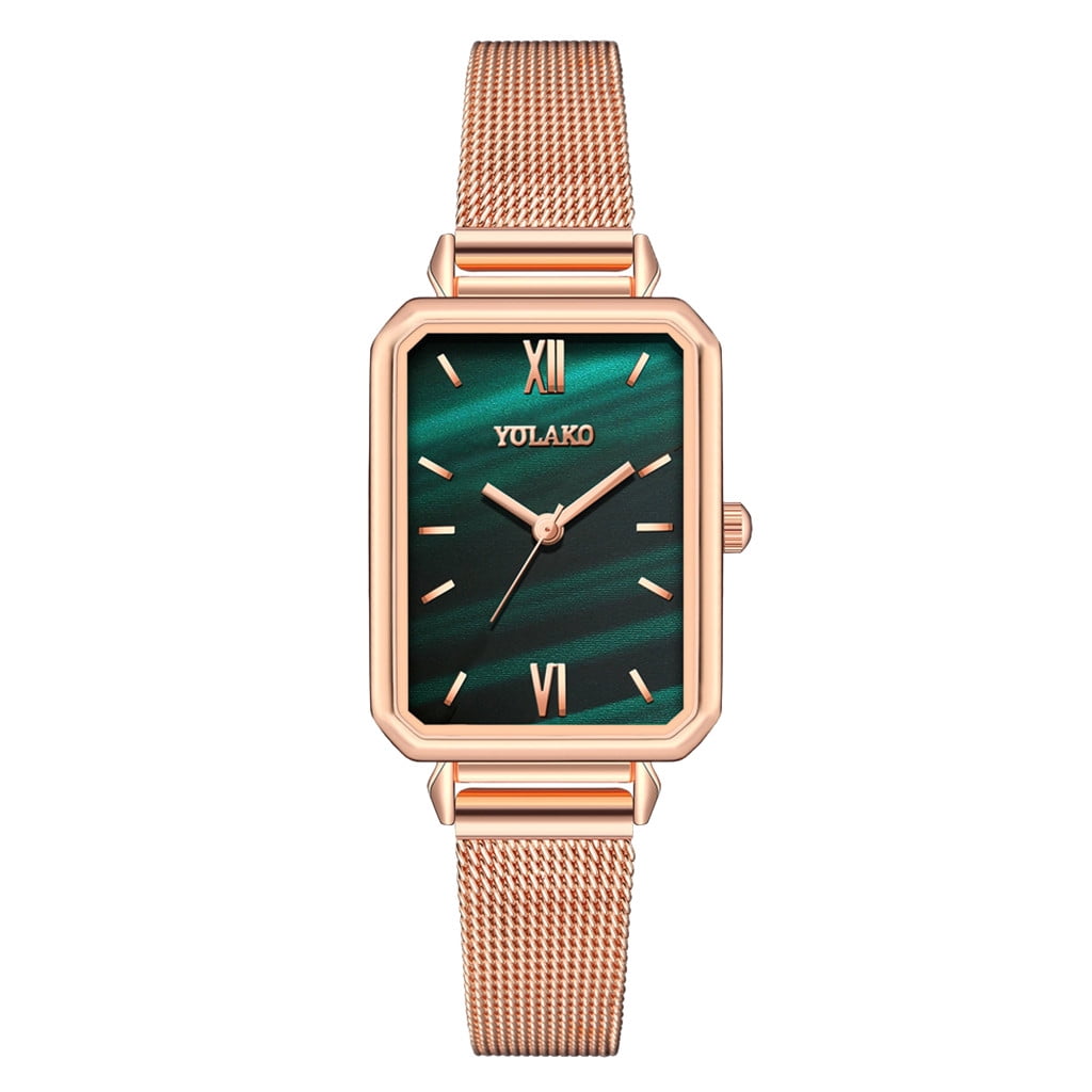Jpgif Ladies Rectangular Watch Fashion Pattern Small Green Watch Female