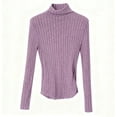 thumbnail image 3 of UTSJKR Women's Long Sleeve Mock Turtleneck Tops Ribbed Shirts Fleece Soft Thermal Undershirts Tees Slim Fit Sweater Purple S, 3 of 3