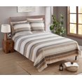 thumbnail image 1 of clara clark Juego de sábanas estampadas de 6 piezas, sábanas de lujo de hotel para cama de tamaño completo, sábanas y fundas de almohada súper suaves, tamaño completo, rayas marrones, 1 of 1