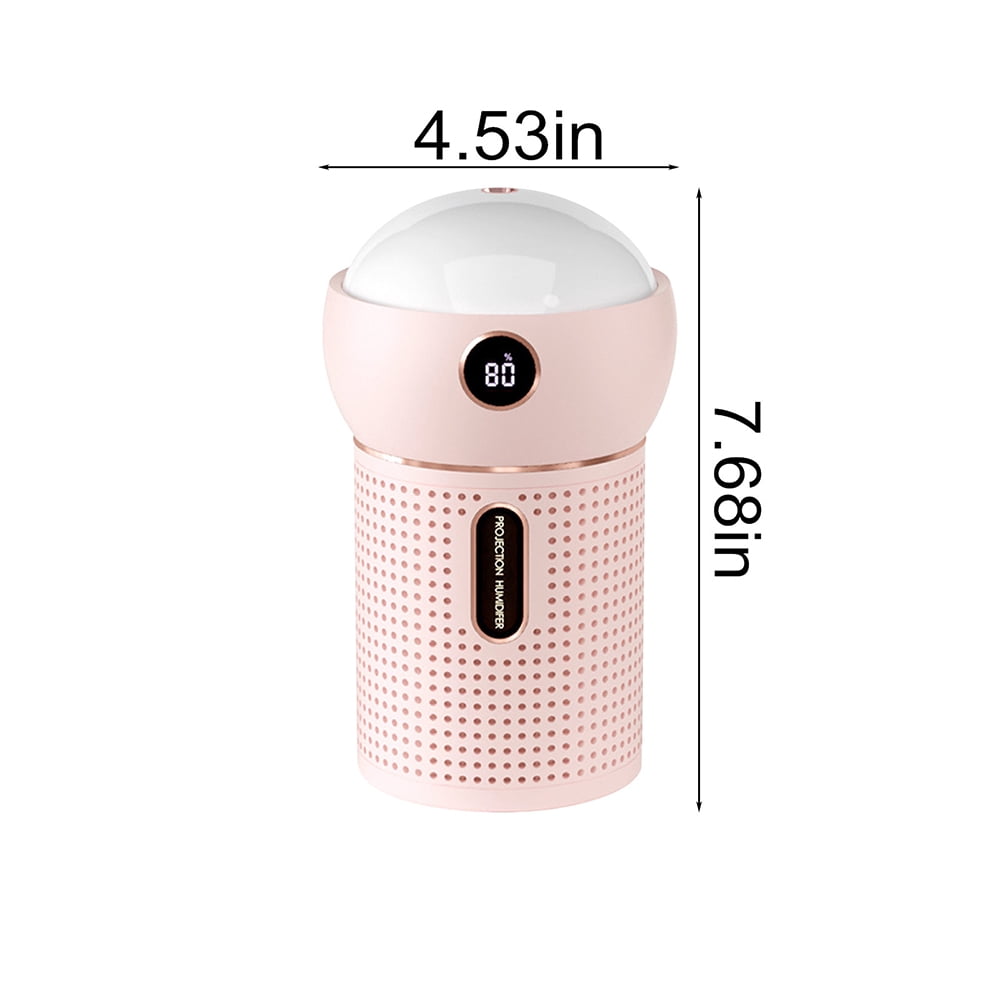 Christmas Clearance! QLEICOM Projection Humidifiers for Bedroom, 630ml Small Cool Mist Humidifiers with Projection Lamp, LED Light, Humidifiers for Home Office Bedroom Nursery Indoor Gifts (Pink)
