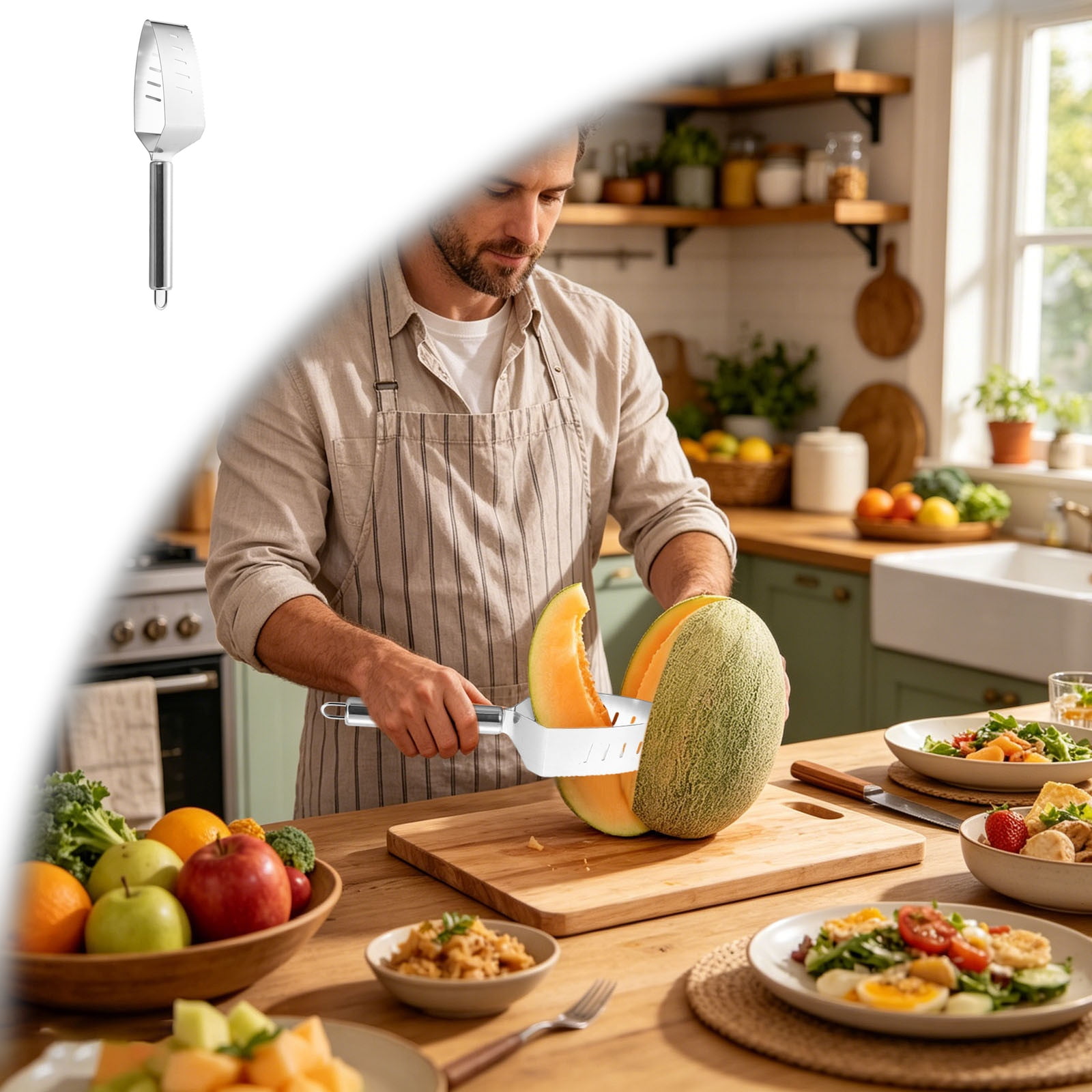 Stainless Steel Watermelon Slicer, 2026 Upgrade Triangle Watermelon Cutter with Non- Handle, Kitchen Gadget Fruit Knife Tool for Watermelon Melon Apple