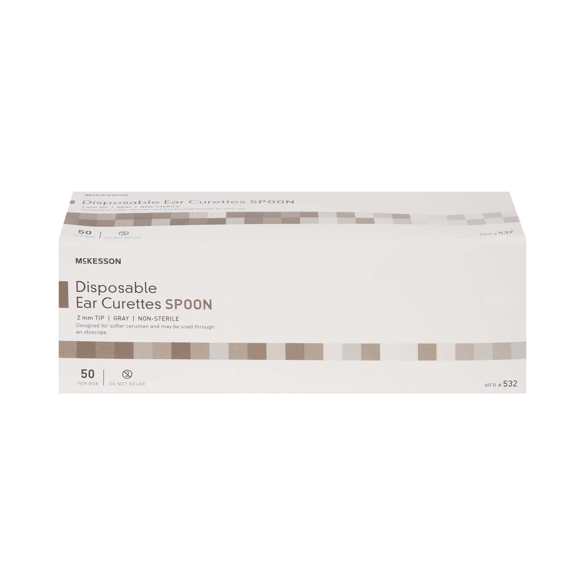McKesson Disposable Ear Curette Spoon, Non-Sterile, 2mm Tip, 50 Count, 10 Packs, 500 Total