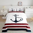 thumbnail image 2 of Erosebridal Anchor Comforter Sets Queen Size,Nautical Theme Bedding Queen Comforter Set,Stripes Decor,Reversible,3Pcs, 2 of 8