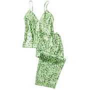Women's Plus Print Satin Sleep Cami and Crop-Length Pants