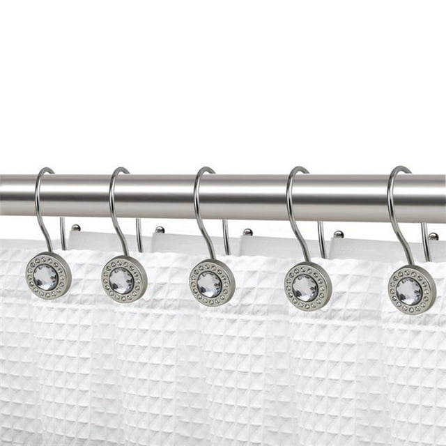 Utopia Alley HK21BN Cristal Conception Résistant à la Rouille Double Douche Rideau Crochets Anneau pour Salle de Bains & 44; Nickel Brossé - Lot de 12