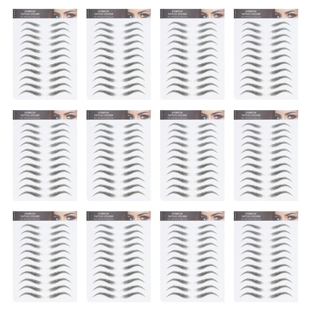 12 hojas de pegatinas para tatuajes de cejas, transferencias de cejas, pegatinas para dar forma