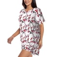 thumbnail image 3 of Womens Pajama Sets With Pocket, peach blossom Lounge Sets Short Sleeve Sleepwear PJ Sets for Women, 3 of 6