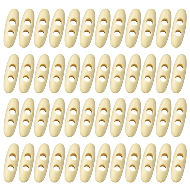 50 Piezas de Botones de Madera con Toggle, Botones de Madera en Forma de Aceituna de 30 mm/1.2 Pulgadas con Doble Agujero para Costura DIY de Abrigos