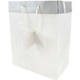 thumbnail image 2 of JAM Paper Gift Bags, Large, 10 x 13 x 6, 24/Pack, White Pinstripe with Silver Top, 2 of 2