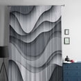 thumbnail image 5 of Black Gray Ombre Semi Sheer Curtains Drapes for Living Room, Bedroom, French Doors Window 108 Inches Long, Modern Abstract Moire Art Geometric Rod Pocket Chiffon Curtain Drapery Voile Drape Panel, 5 of 6