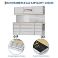 thumbnail image 2 of JustSmart 72" Tool Chest Rolling Workbench with 15 Drawers, 3 Cabinets & Wheels, Stainless Steel Garage Storage Cabinet, Rubber Wood Top, Locking System, Heavy Duty Mobile Tool Box Cart, 2 of 17