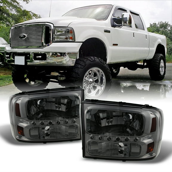 AKKON - For Ford F250/F350 Superduty Excursion OE Replacement Smoke Headlights Driver/Passenger Headlamps Pair