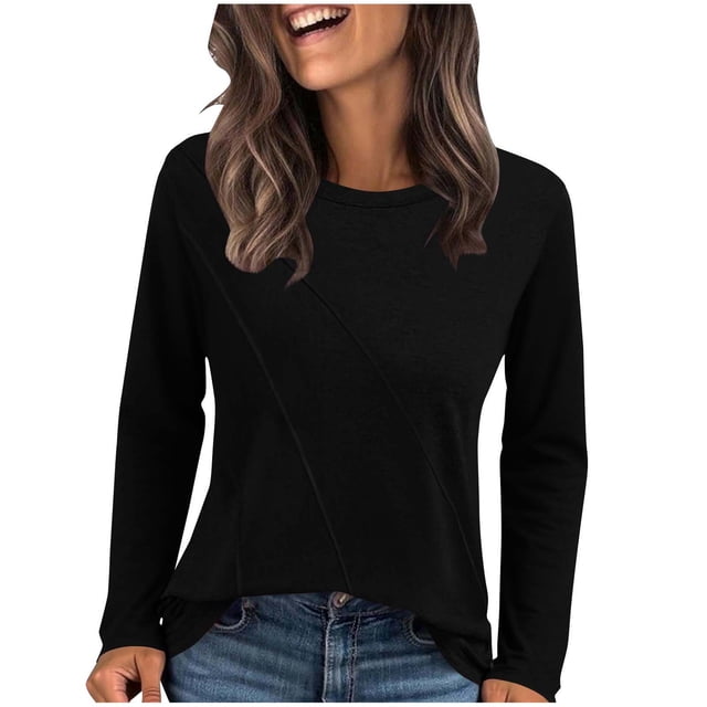 ShomPort Hauts Décontractés pour Femmes Col Rond Rayé Manches Longues Slim Tendance Sports Printemps Vêtements d'Extérieur