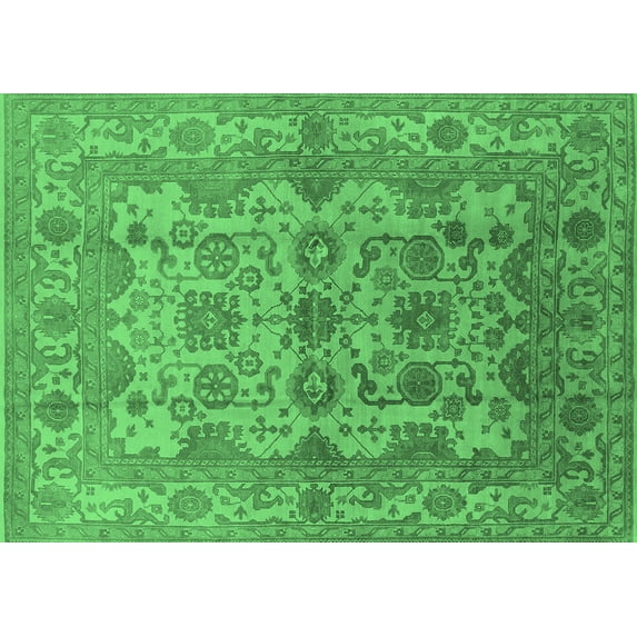 Ahgly Company Indoor Rectangle Oriental Emerald Green Industrial Area Rugs, 8' x 12'