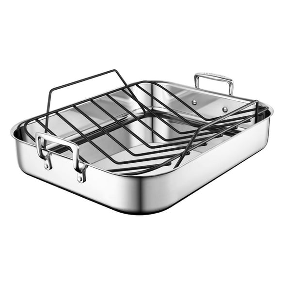 Le Creuset Stainless Steel Roasting Pan with Nonstick Rack, 16.25" x 13.25", Large