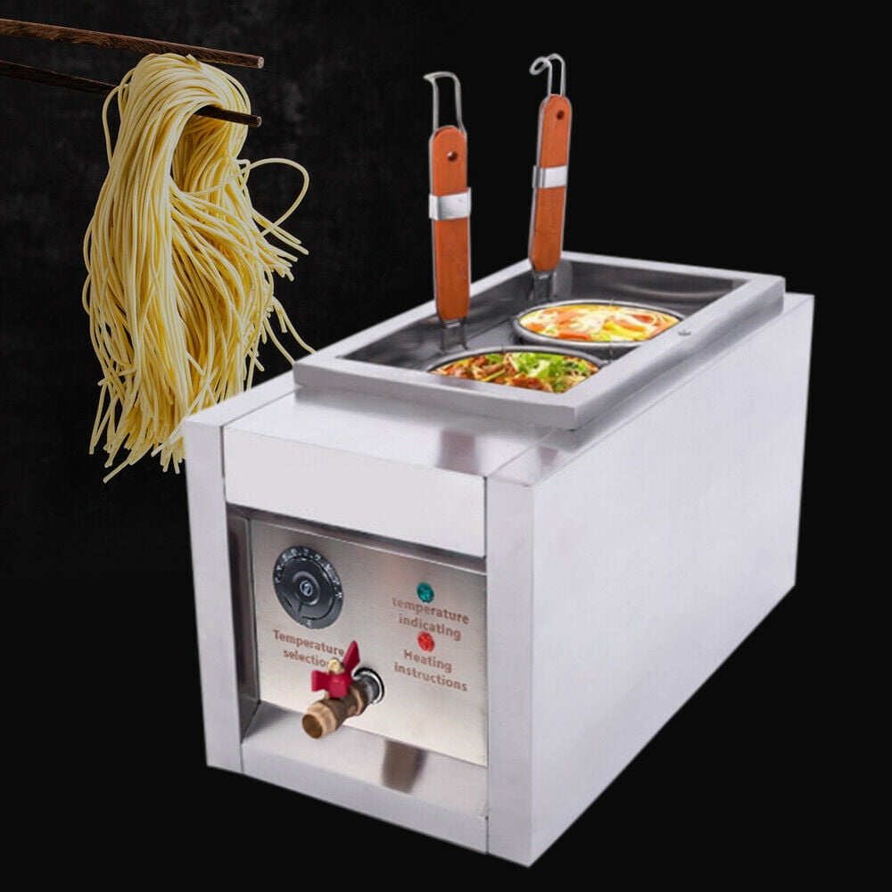 Commercial 2 Holes Noodle Cooking Machine Electric Pasta Cooker w/ Filter Basket 