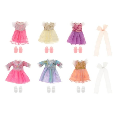 

Fashion Casual Wear Clothes/Outfit with Plastic Shoes for 16cm Girl Doll Dress Up Accessoies - as described