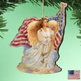 thumbnail image 2 of Designocracy Set of 2 Angel Waving American Flag Wooden Christmas Ornaments 5.5", 2 of 5