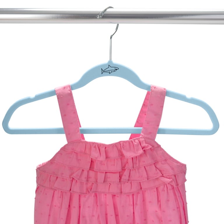 Simplify Kids Velvet Hangers 10-Pack - 14" Non-Slip Closet Hangers For Children's Clothes (Grey, Fits Sizes 2-16)