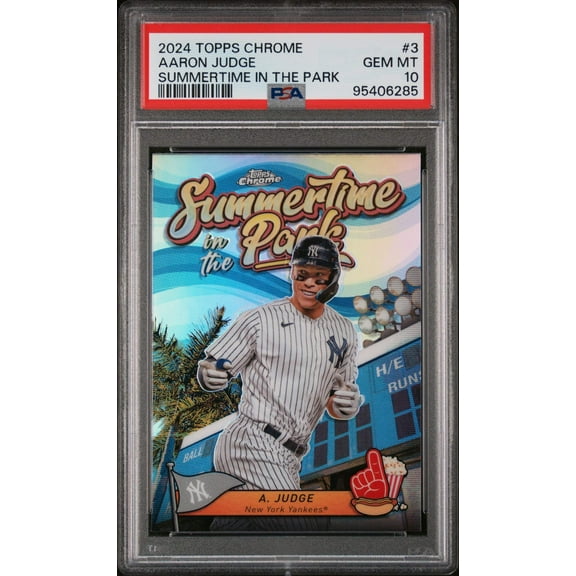 Graded 2024 Topps Chrome Aaron Judge #3 Summertime in the Park Baseball Card PSA 10 Gem Mint