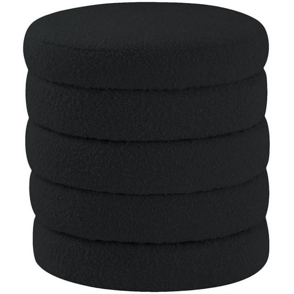 Meridian Furniture Aphia Black Boucle Fabric Ottoman/Stool