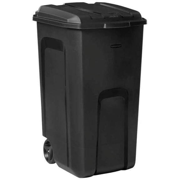 COLIBYOU 45 Gallon Plastic Trash Can with Lid & Wheels, Outdoor, Black