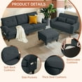 thumbnail image 2 of Pingliang Home Living Room Furniture Set Sectional Sofa with Storage Ottoman and Loveseat, 3 Seat L Shaped Couch with Side Pockets and 2 Seat Small Sofa, for Home Apartment Office Studio, 2 of 7