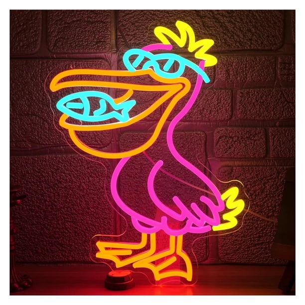 Letrero De Neón De Pez Pelícano, Luz LED Colorida Regulable Para Decoración De Zoológico, Dormitorio, Bar, Club, Jardín De Infancia, 45cmx30.8cm