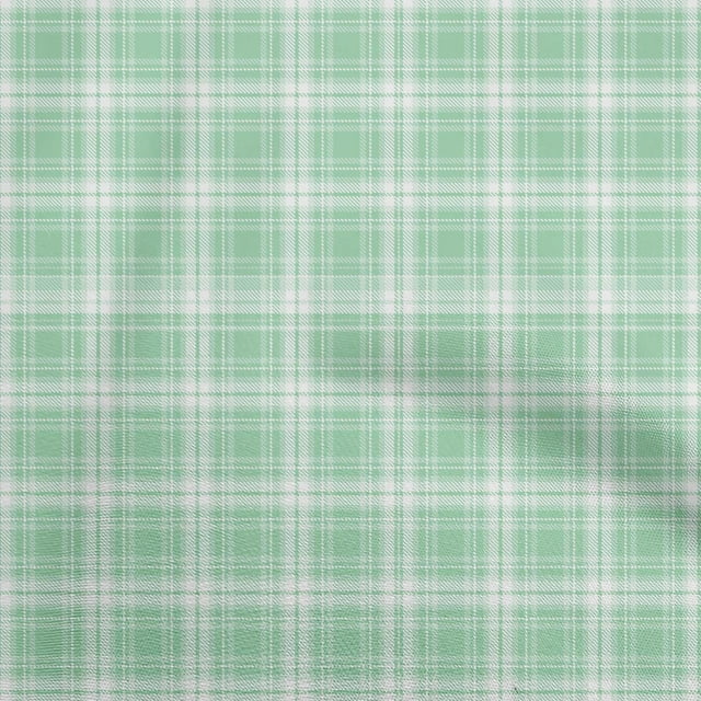 oneOone Cotton Silk Mint Green Fabric Check Sewing Craft Projects Fabric Prints By Yard 42 Inch Wide