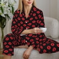thumbnail image 6 of Daiia Sexy Red Lips Kiss for Women's Long-Sleeved Pajama Set – Soft & Comfortable Sleepwear Button-Up Pajamas Cozy Lounge Wear-Medium, 6 of 7
