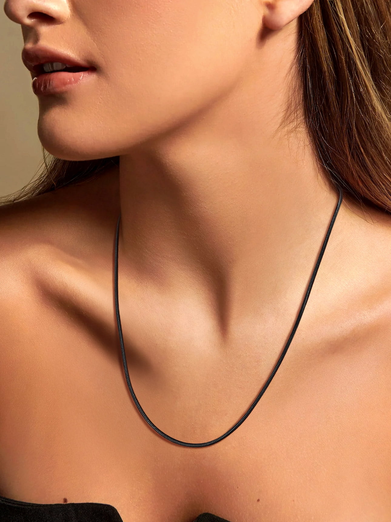 Suplight 2mm Polished Round Snake Chain Necklace for Pendants 14K Gold Plated Stainless Steel