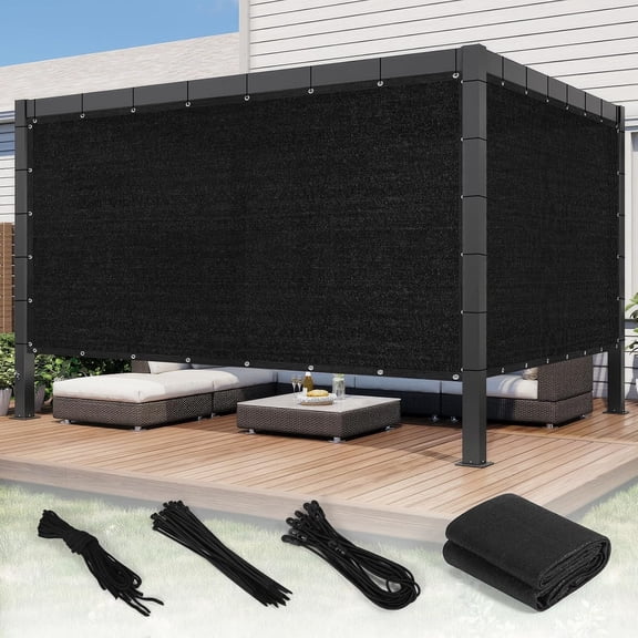 MISSMILE 90% Shade Cloth with Grommets, 10 X 12 Ft Sun Shade Tarp Pergola Shade Cover Canopy, Uv Block Privacy Sun Screen for Outdoor, Patio, Garden, Porch and Deck, Black