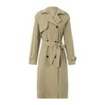 thumbnail image 5 of Douhoow Women Jackets Double Breasted Long Trench Coat Classic Lapel Long Sleeve Windproof Overcoat, 5 of 9