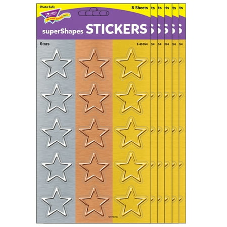UPC: 0194629033621 | TREND I Metal Stars superShapes Stickers – Large 120 Per Pack 6 Packs