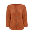 thumbnail image 4 of Endives Womens Linen Shirts Summer Button Down Shirt V Neck 3/4 Sleeve Tops Loose Vacation Beach Solid Color Blouses Womens Tops S-5XL, 4 of 5