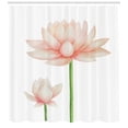 thumbnail image 3 of Yoga Shower Curtain, Pastel Colored Blooming Lotus Flower Romantic Fresh Garden Plant Spa Theme, Fabric Bathroom Set with Hooks, 69W X 70L Inches, Peach Green White, by Ambesonne, 3 of 3