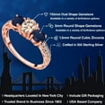 thumbnail image 2 of Gem Stone King 18K Rose Gold Plated Silver Peach Morganite and Blue Sapphire 3 Stone Ring for Women (1.97 Cttw, Gemstone October Birthstone, Oval 7X5MM, Size 6), 2 of 6