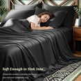 thumbnail image 5 of SONORO KATE 6 Pieces Bamboo Bed Sheets Set, Luxury Rayon Derived - Deep Pockets - Wrinkle Free - Extremely Soft, California King, Black, 5 of 9