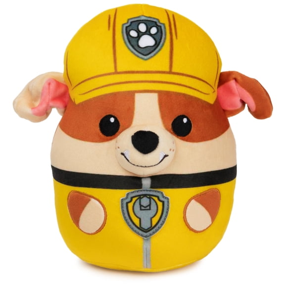 PAW Patrol Rubble Squish Plush, Official Toy from The Hit Cartoon, Squishy Stuffed Animal for Ages 1 and Up, 8