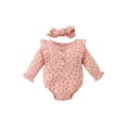 thumbnail image 1 of Qiylii 2Pcs Baby Girls Bodysuit+Headband, Floral Henley-Neck Snaps Romper, 1 of 8