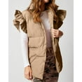 thumbnail image 2 of Winter Women's Button Down Puffer Vests Ruffle Sleeve Padded Gilet with Pockets, 2 of 6