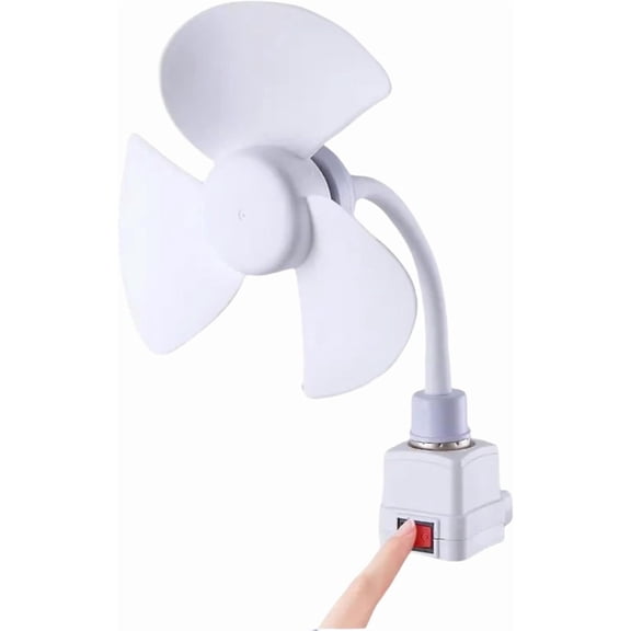 E27 Socket Fan Kit with Plug Adapter, Mini Quiet Electric Fan with Flexible Gooseneck 360° Rotation, Energy-Saving Desk Fan for Kitchen, Dormitory