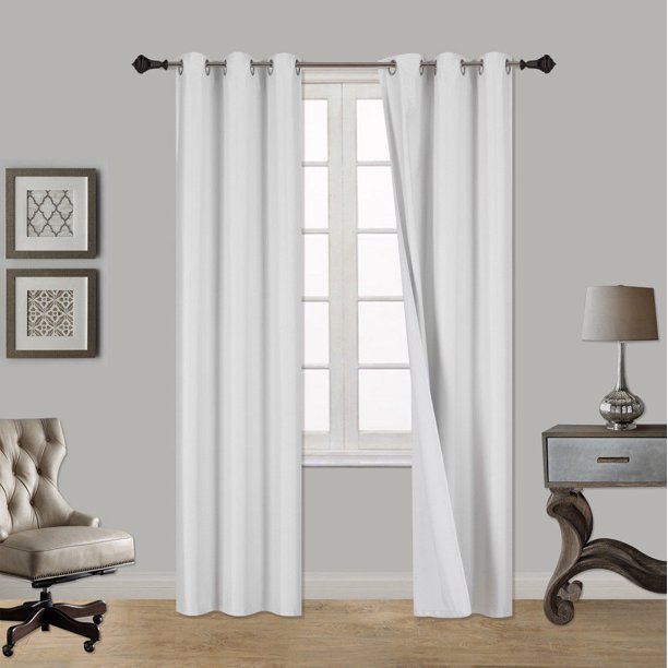 72 1 Panel White Solid Thermal Foam Lined Blackout Heavy Thick Window Curtain Ds Bronze Grommets 63 Length Com 1 Panel White Solid Thermal Foam Lined, Lined White Curtains