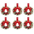 thumbnail image 1 of bedienty 6pcs/set Mini Wreath With Artificial Snowflakes High Color Saturation No Fading 6 Mini Flower Garlands And Ribbons. type+5 6pcs, 1 of 6