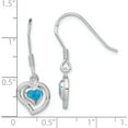 thumbnail image 4 of Sterling Silver Created Blue Opal Inlay Center Heart Dangle Earrings (28 X 11) Made In China qe7437, 4 of 5