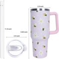 thumbnail image 3 of 40 oz Cute Daisy Bee Tumbler with Handle and Straw, Stainless Steel Insulated Cup with Lid and Straw, Travel Mug Water Bottle, Gifts for Women, 3 of 6