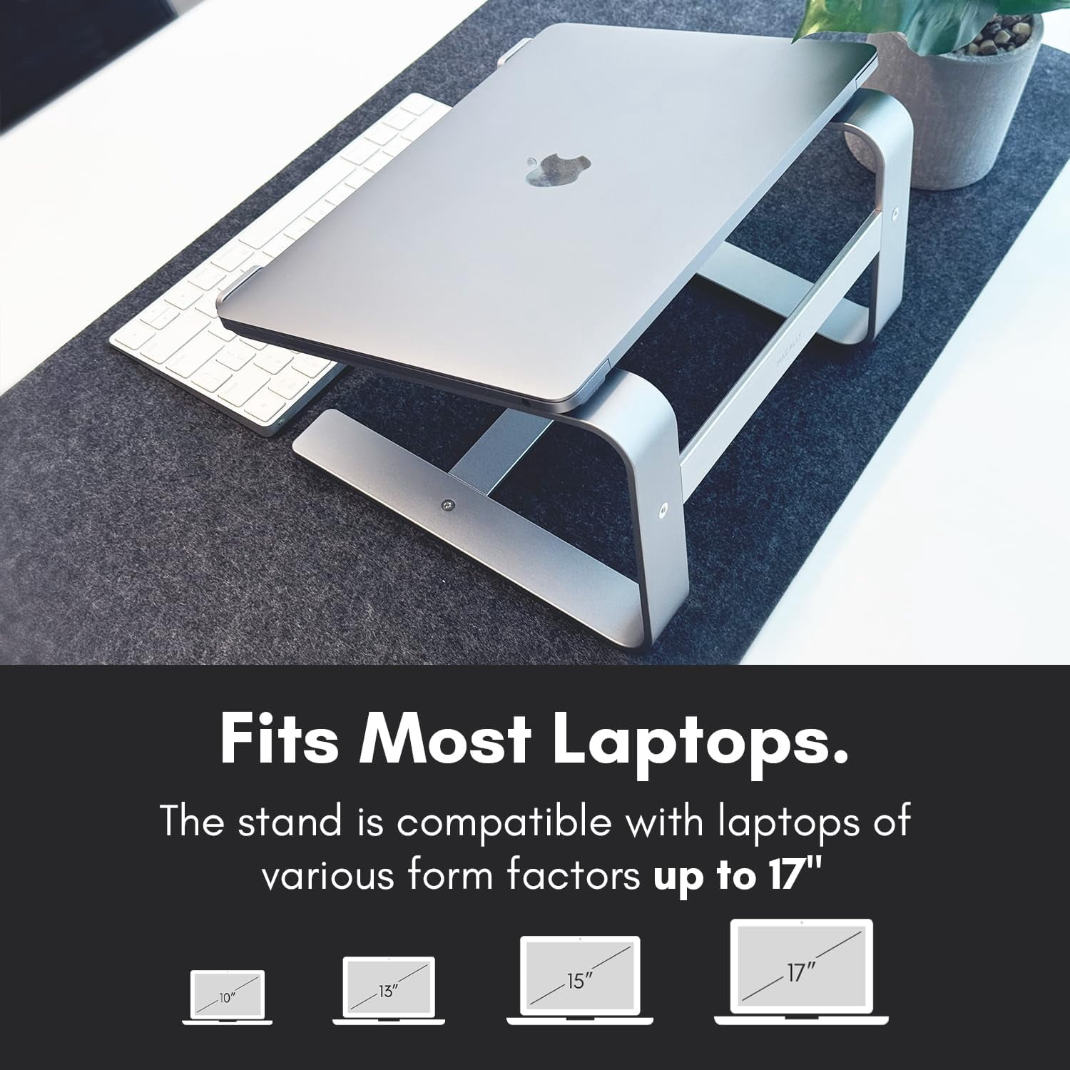 Aluminum Laptop Stand for Desk - Works with All MacBook/Pro/Air & Laptops Between 10” to 17.3” - Sleek and Sturdy Laptop Riser - (ASTANDSG), Space Gray