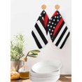 thumbnail image 2 of Red American Flag Kitchen Dish Towels for Drying Dishes Set of 4, Black White Striped US Flag Stars Waffle Weave Microfiber Hand Tea Bathroom Towels Quick Dry & Absorbent Towel 12x12, 2 of 7
