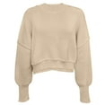 thumbnail image 1 of CEHVOM Chandail Ample à Col Rond pour Femmes, Couleur Unie, Liquidation, 1 of 5